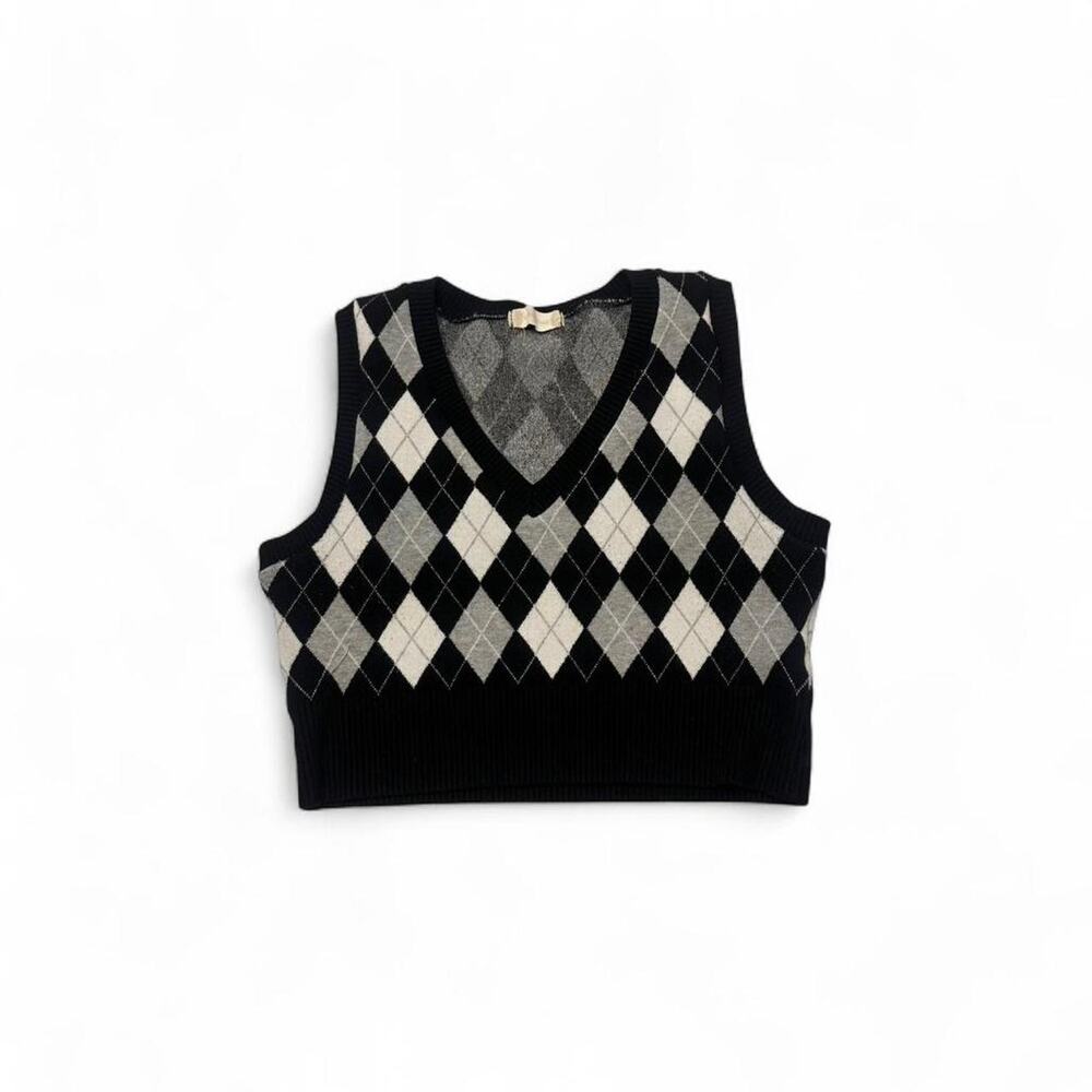 Altard State Argyle Pladded Patterned Sweater Ves… - image 4